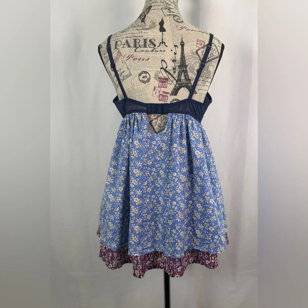 Liberty of London for Target Blue&Pink Floral Babydoll Top Lace detail size XL - Picture 6 of 15